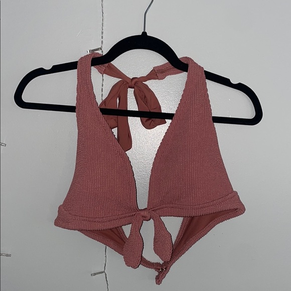 Other - Rust Ribbed Tie-Front Halter Bikini Top